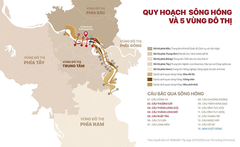 Đô thị phía Bắc sông Hồng được xác định là Trung tâm Kinh tế Quốc tế, Du lịch & hội nghị.